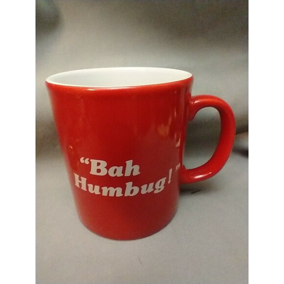 KilnCraft BAH HUMBUG Vintage Red Mug Cup England Christmas Holiday Scrooge - Picture 2 of 5